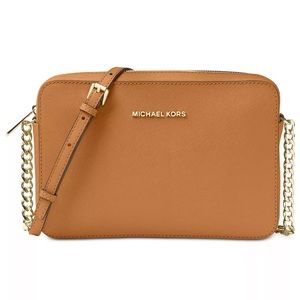 Michael Kors - Leather Jet Set East West Crossbody - Tan / Gold